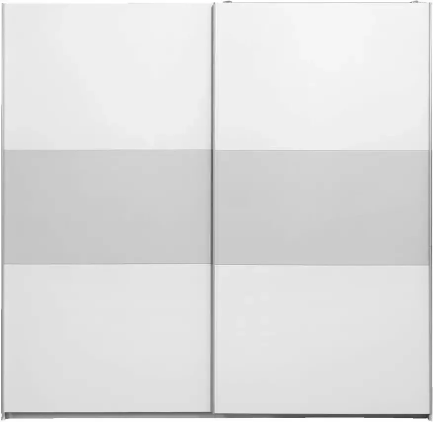 Leen Bakker Schuifdeurkast Napoli wit grijs softclose 210x215x60 cm - Foto 1