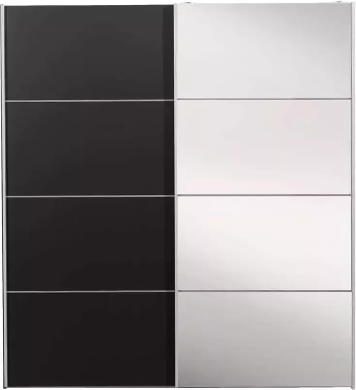 Leen Bakker Schuifdeurkast Verona antraciet zwart spiegel 200x182x64 cm - Foto 1