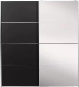 Leen Bakker Schuifdeurkast Verona antraciet zwart spiegel 200x182x64 cm