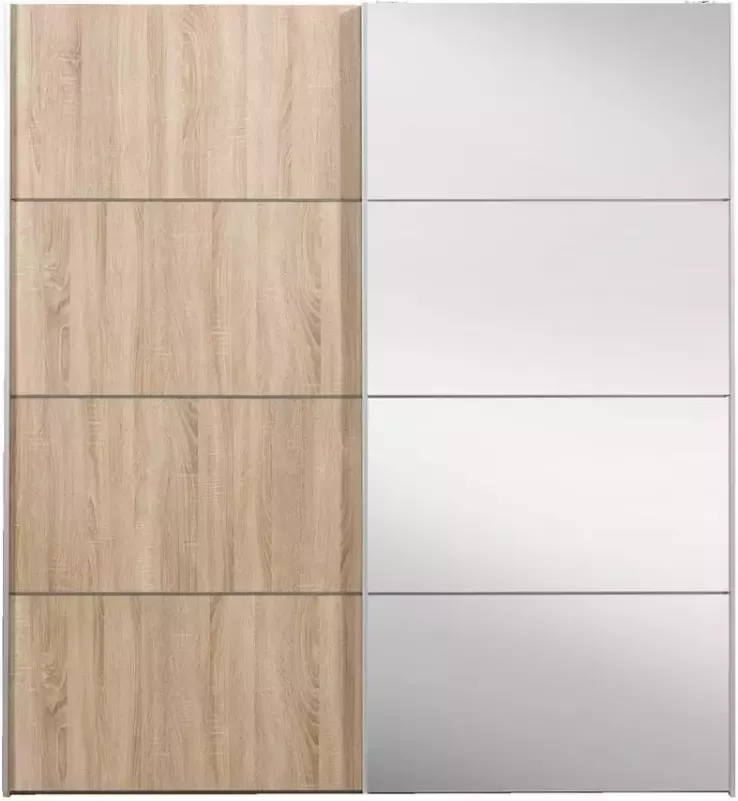 Leen Bakker Schuifdeurkast Verona eikenkleur spiegel 200x182x64 cm
