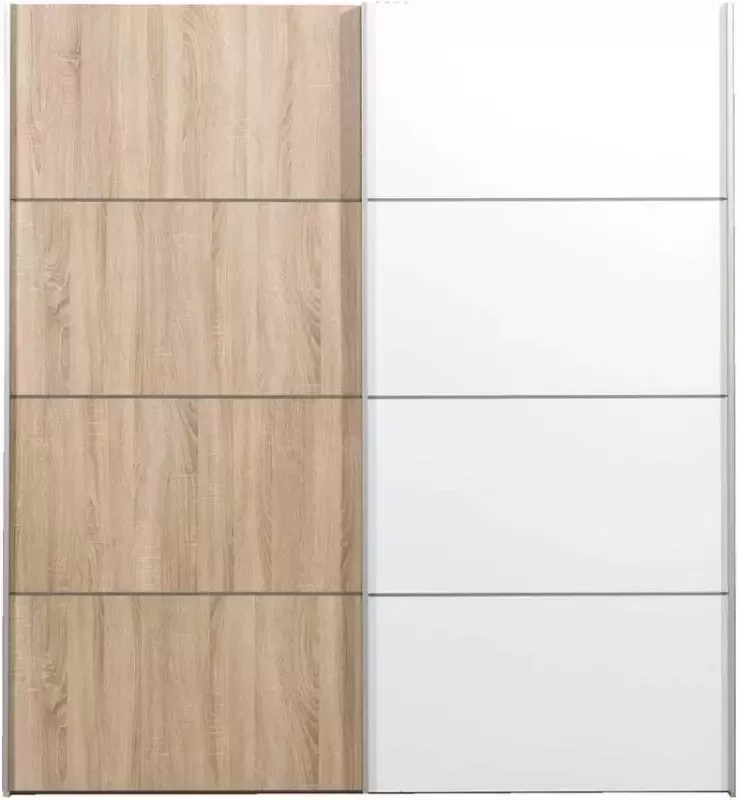 Leen Bakker Schuifdeurkast Verona eikenkleur wit 200x182x64 cm