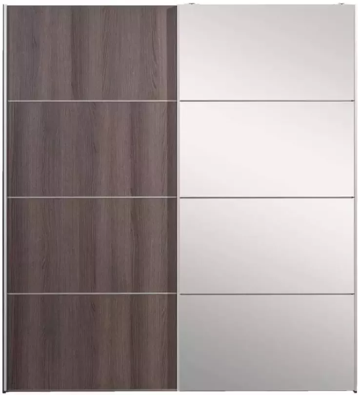 Leen Bakker Schuifdeurkast Verona grijs eiken spiegel 200x182x64 cm