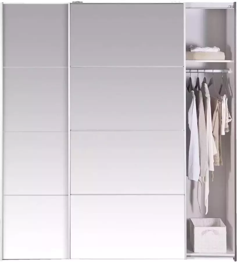 Leen Bakker Schuifdeurkast Verona grijseiken spiegel 200x182x64 cm - Foto 1