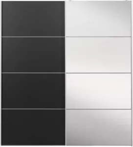 Leen Bakker Schuifdeurkast Verona wit zwart spiegel 200x182x64 cm