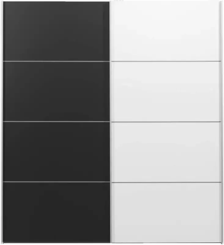 Leen Bakker Schuifdeurkast Verona wit zwart wit 200x182x64 cm - Foto 1