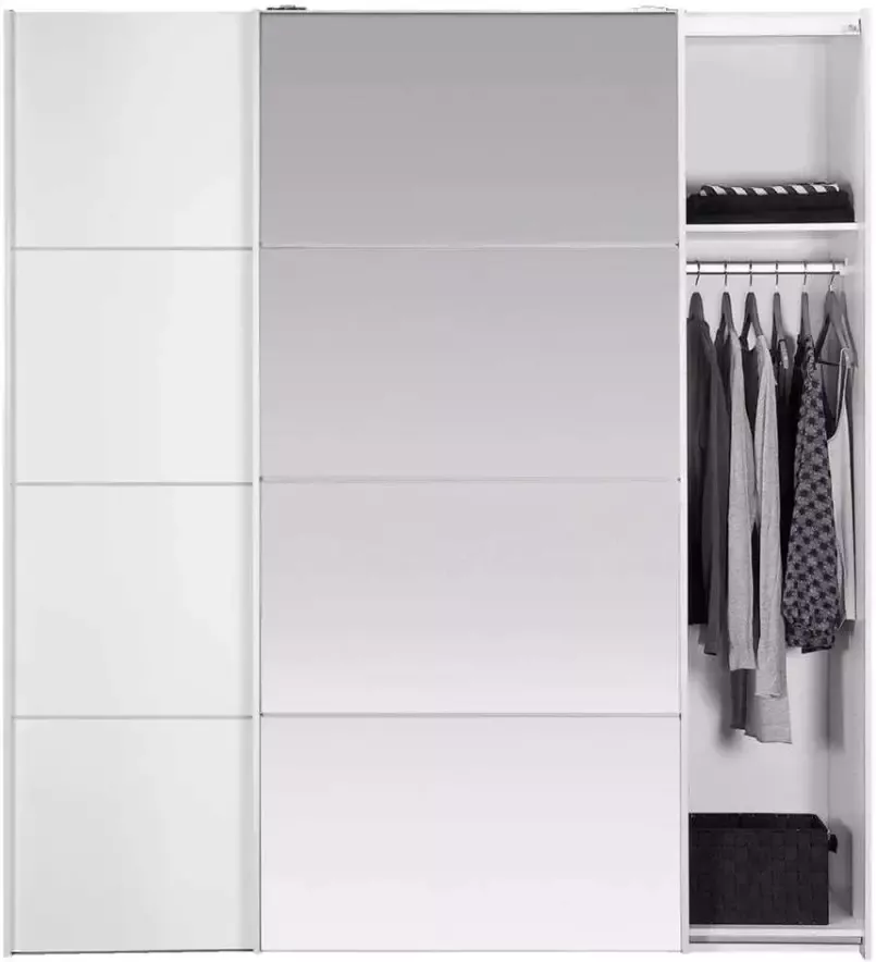 Leen Bakker Schuifdeurkast Verona wit spiegel 200x182x64 cm