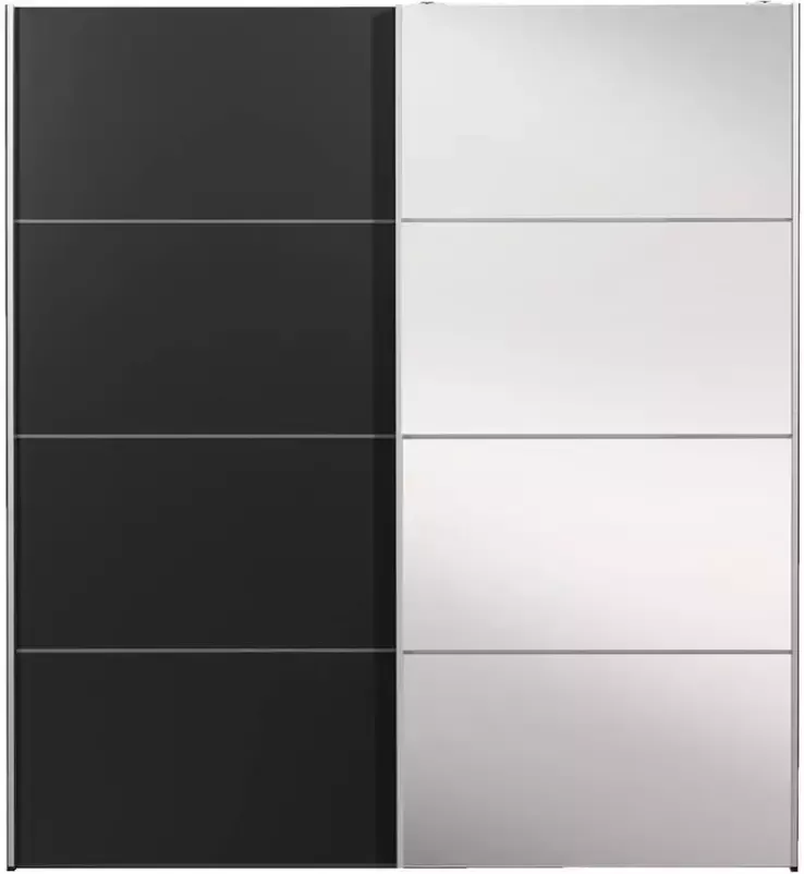 Leen Bakker Schuifdeurkast Verona zwart spiegel 200x182x64 cm