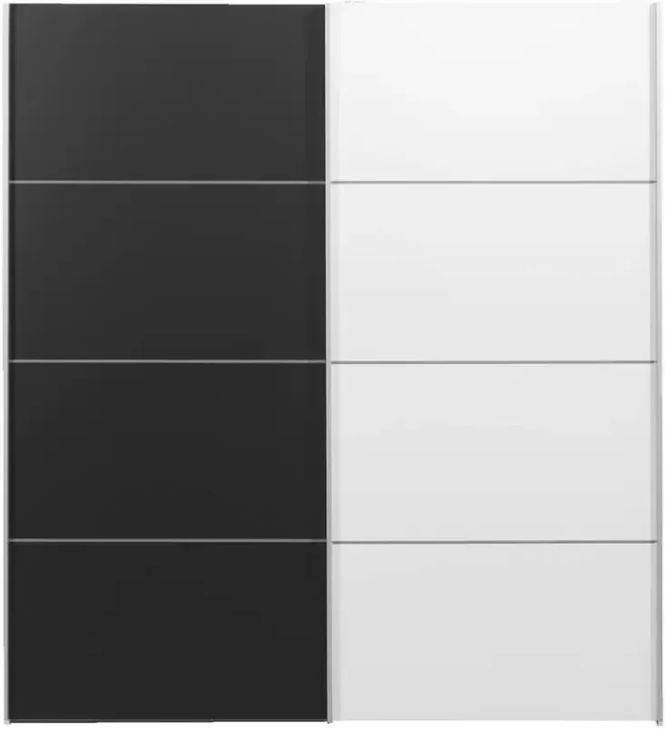 Leen Bakker Schuifdeurkast Verona zwart wit 200x182x64 cm - Foto 1