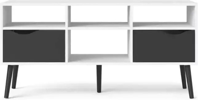 Leen Bakker TV-meubel Delta 6 vaks wit mat zwart 54 4x117 2x39 1 cm - Foto 2