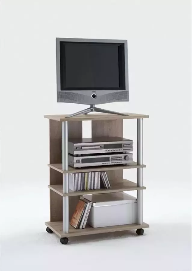 FMD Tv hifi-kast met 3 vakken 65x40x79 2 cm eikenkleurig - Foto 1