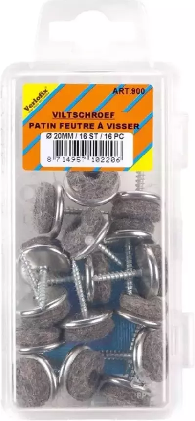 Verlofix Viltglijder Met Schroef Diameter 20mm Chroom 16stuks - Foto 2