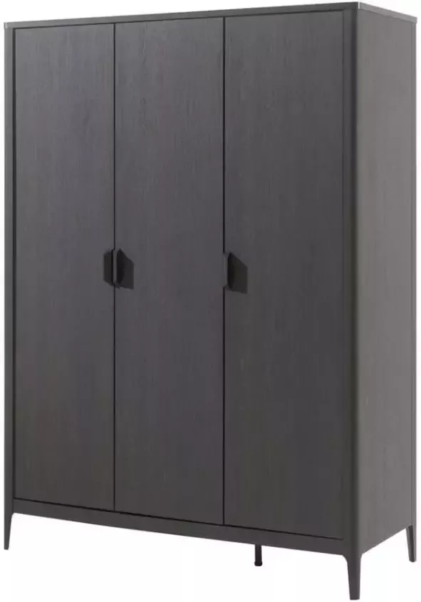 Leen Bakker Vipack 3-deurs kledingkast Azalea bruin zwart 200x144 5x59 cm