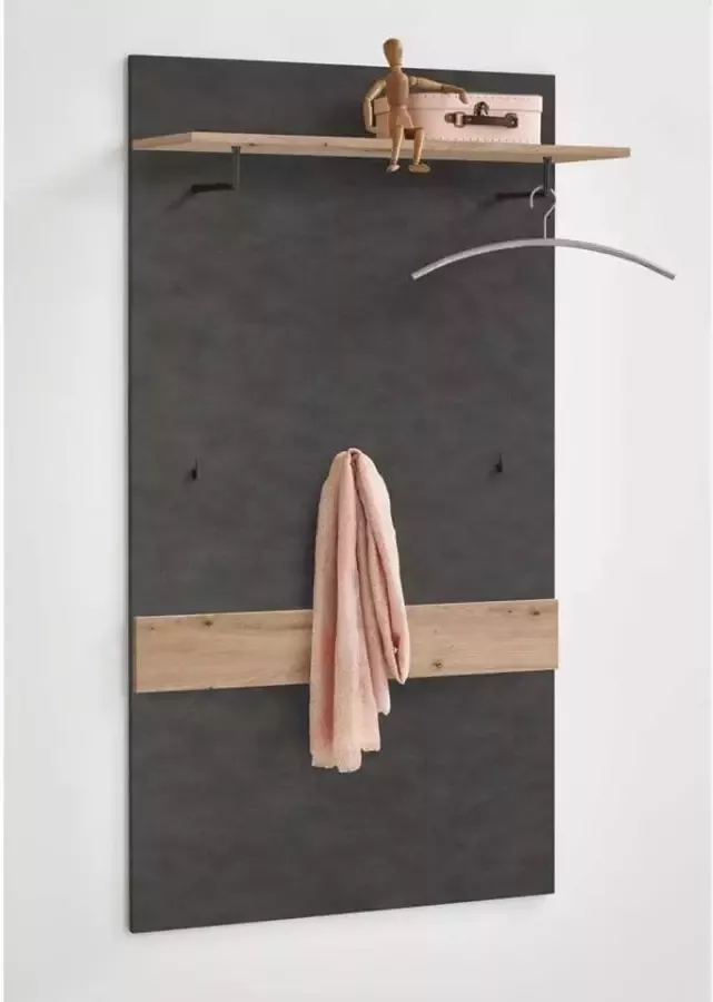 Leen Bakker Wandkapstok Bristol eikenkleur grijs 144 5x80x27 cm
