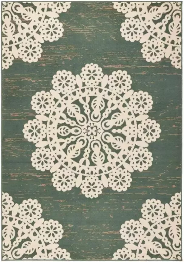 Light & Living Hanse Home vloerkleed Lace groen crème 120x170 cm Leen Bakker