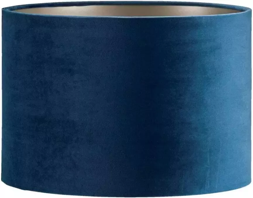 Light & Living Kap Cilinder blauw velours Ø30x21 cm Leen Bakker
