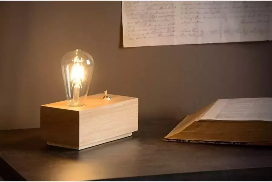 Lucide tafellamp Edison hout Leen Bakker
