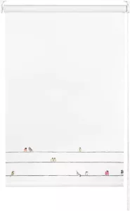 Marjolein Bastin Rolgordijn verduisterend vogels wit 210x190 cm Leen Bakker
