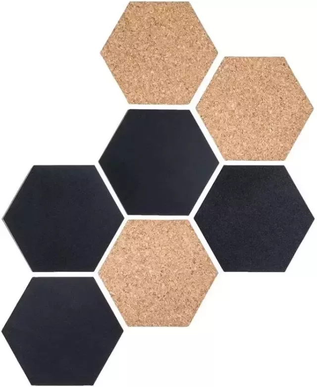 Reinders memobord Hexagon Kunststof Kurk zwart neutraal 7 maal 17 9x15 5 cm Leen Bakker