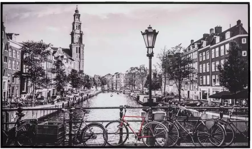 Reinders Schilderij Amsterdamse grachten zwart wit 118x70 cm Leen Bakker - Foto 1