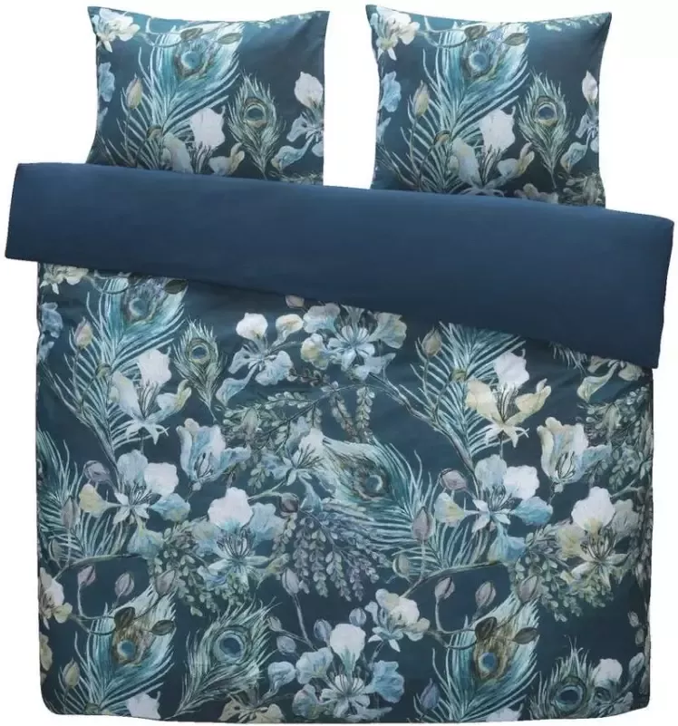 Royal dekbedovertrek Amari botanisch blauw 200x200 220 cm Leen Bakker