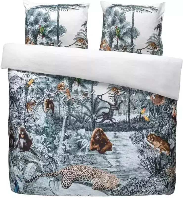 Royal dekbedovertrek Mowgli groen wit 200x200 220 cm Leen Bakker