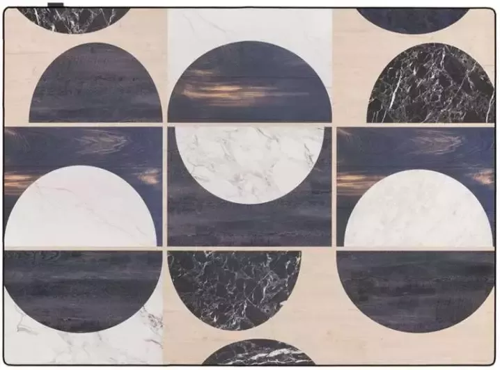 Seatzac Tarkett vloerkleed Finally Vinyl™ Houten cirkel zwart 166x196 cm Leen Bakker