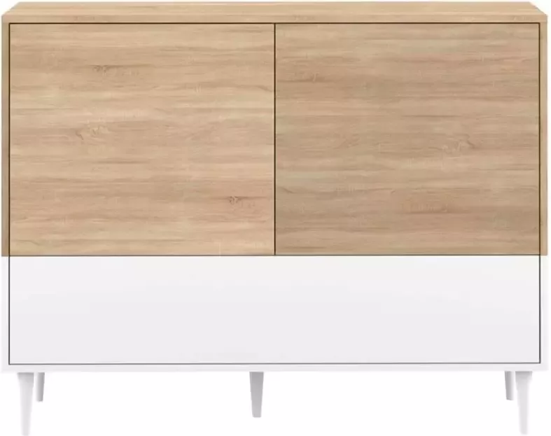 Symbiosis dressoir Esby eikenkleur wit 95 3x120x40 cm Leen Bakker