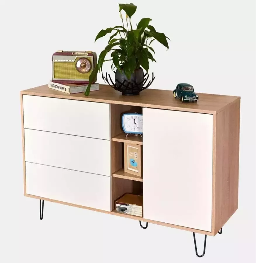 Symbiosis dressoir Lardal eikenkleur wit 80x120x40 cm Leen Bakker