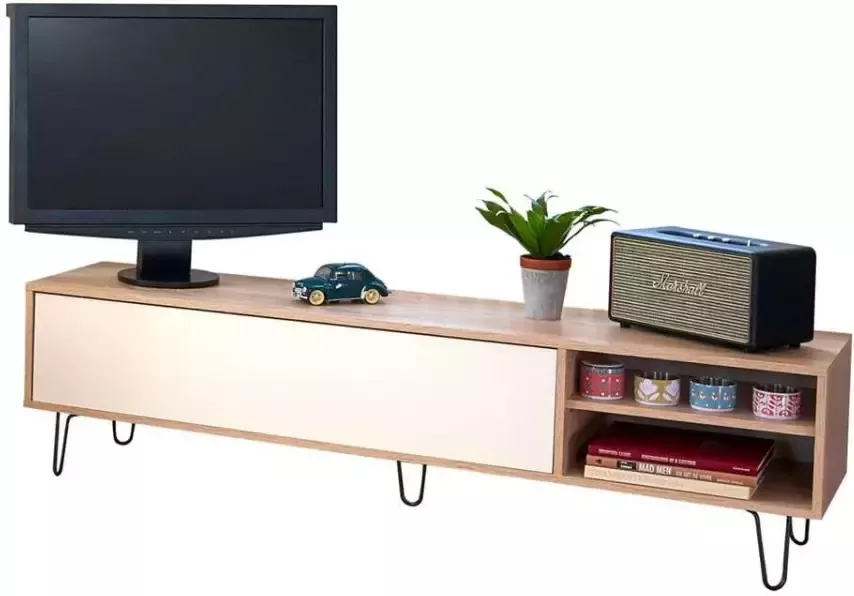 Symbiosis TV-meubel Lardal eikenkleur wit 43 5x165x40 cm Leen Bakker - Foto 3