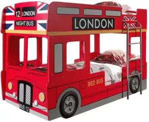 Vipack stapelbed London Bus incl. LED 132x99 6x215 cm Leen Bakker