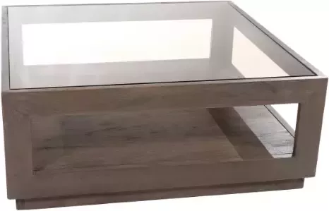 Eleonora Salontafel Liam Mangohout en Glas 95 x 95cm Vierkant - Foto 3