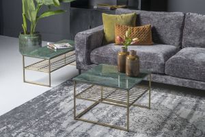 Livingfurn Marmeren salontafel Dian Green & Gold 55 cm