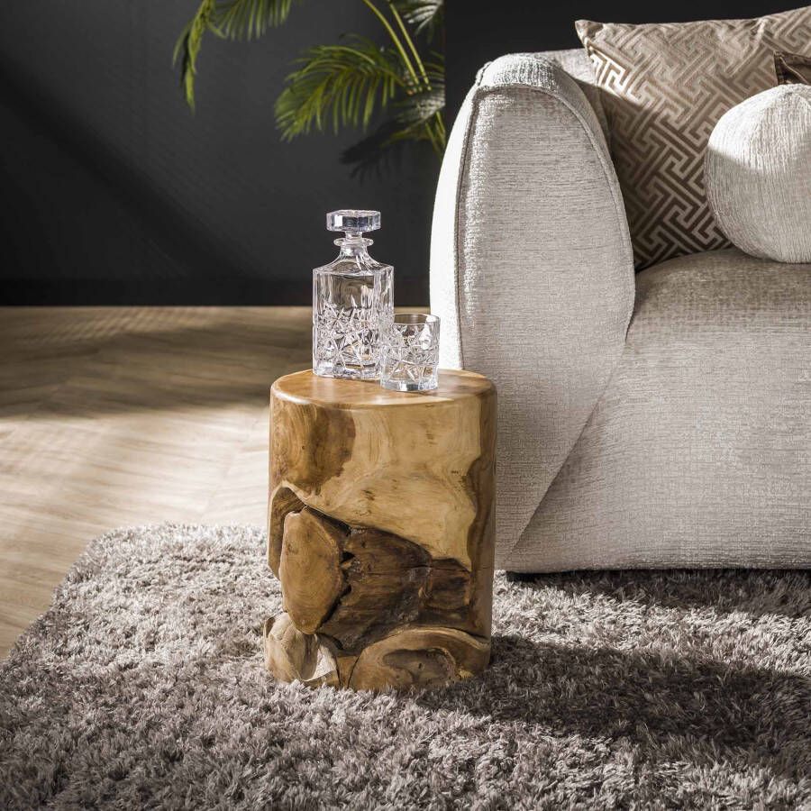 Max Wonen Bijzettafel Natural line Massief gerecycled teakhout