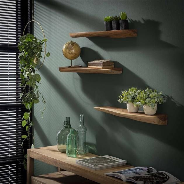 Max Wonen Boomstam wandplanken Edge Set van drie