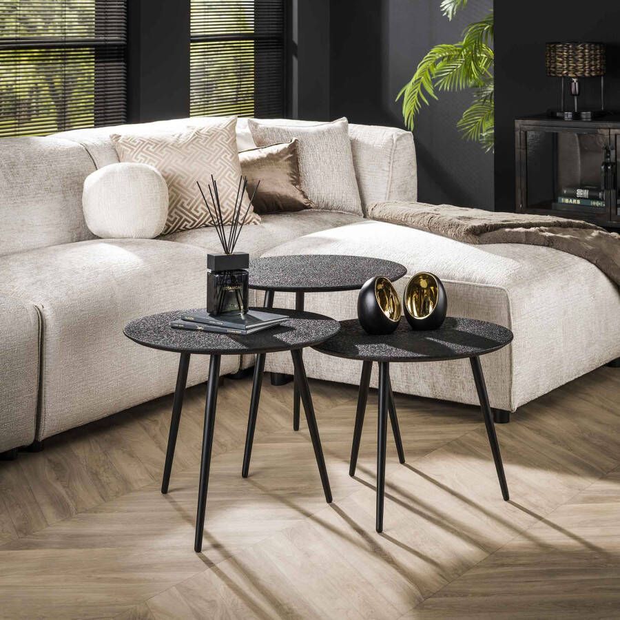 Max Wonen Ronde salontafel set van 3 Metallic Grijs