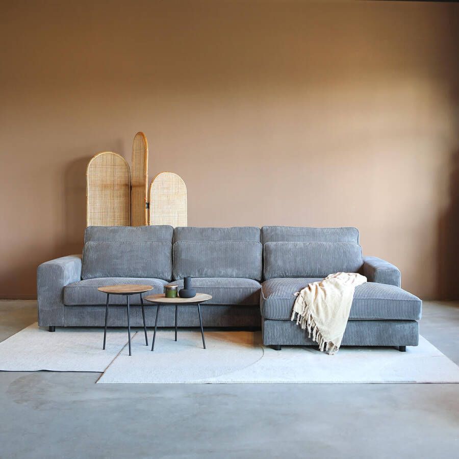 Lizzely Garden & Living Hoekbank Lech grijs loungebank 295cm polyester bankstel rechts