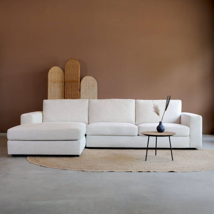 Lizzely Garden & Living Hoekbank Uno naturel loungebank 300cm polyester bankstel links