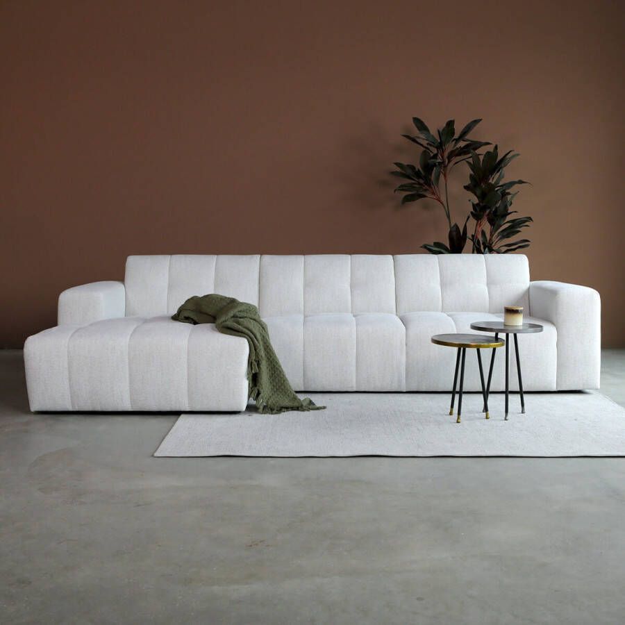 Lizzely Garden & Living Hoekbank Wave off-white loungebank 305cm polyester bankstel links