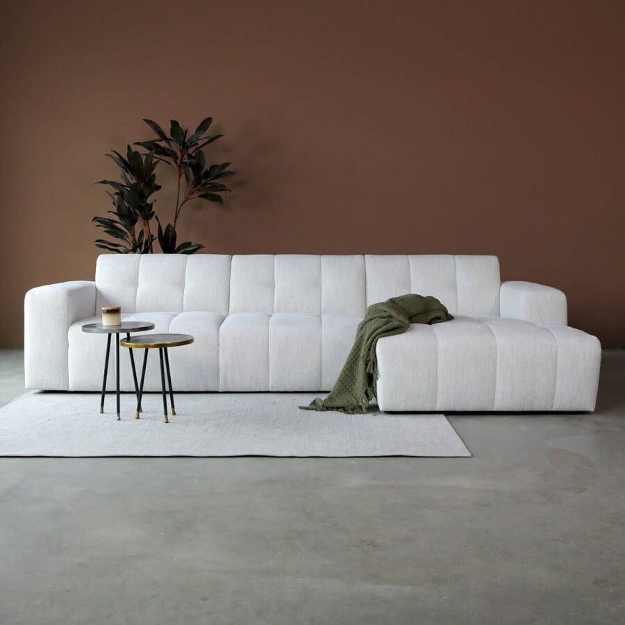 Lizzely Garden & Living Hoekbank Wave off-white loungebank 305cm polyester bankstel rechts