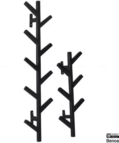 Benoa Kapstok metaal 6 haken verticaal Zwart (set van 2)