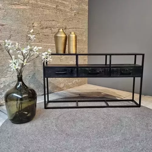 Benoa Jax 3 Drawer Console Table Black 140 - Foto 2