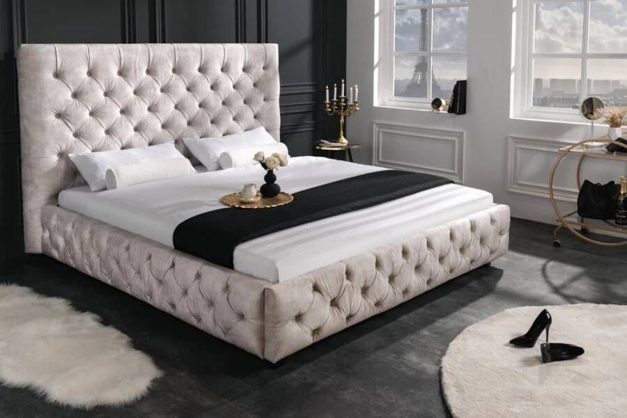 Invicta Interior Actie Knaller! Bed Paris 160x200cm champagne fluweel 43106