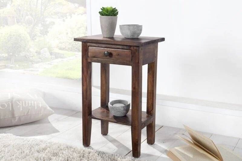 Invicta Interior Actie Knaller! Bijzettafel Hemingway Koffie 35cm Massief Mahonie Hout 35576