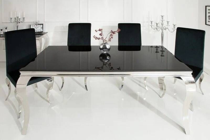 Invicta Interior Actie Knaller! Eettafel Modern Barock Zwart Zilver 180cm 36544