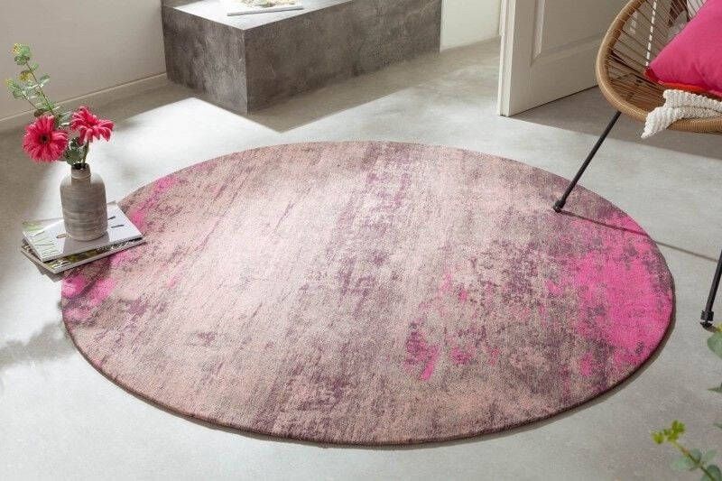 Invicta Interior Actie Knaller! Vloerkleed Modern Art Rond Roze Beige 150cm 41261