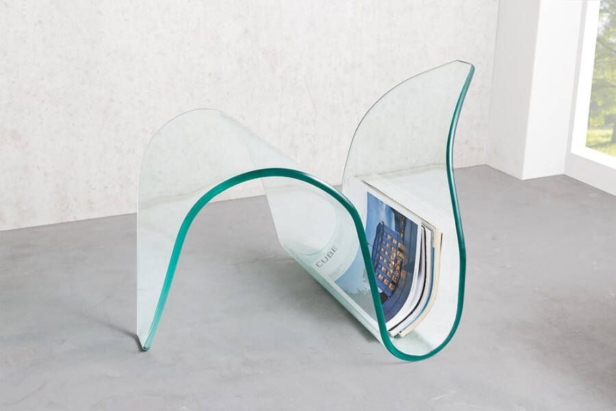 Invicta Interior Extravagant glazen krantenrek FANTOME 65cm voor tijdschriften transparant met opbergvak 42274
