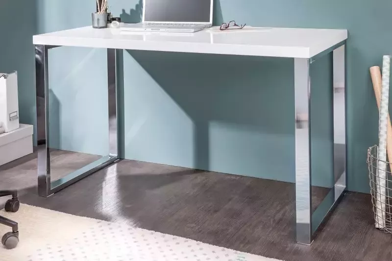 Invicta Interior Modern bureau WHITE DESK 120cm witte hoogglans bureautafel 20999 - Foto 2