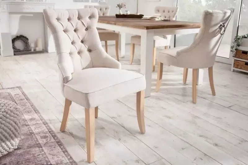 Invicta Interior Eetkamerstoel Castle Linnen Beige Met Comforthandgreep 40467