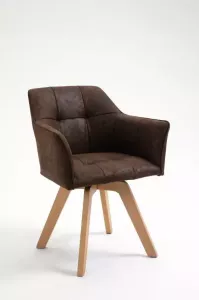 Invicta Interior Eetkamerstoel Loft Bruin draaibaar met armleuning 42389