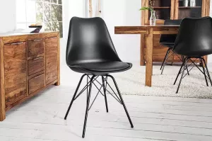 Invicta Interior Eetkamerstoel Scandinavia Zwart met metalen poten 36192
